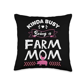 ap lucky designs for people Kinda Busy Funny Farm mom Mothers Day Throw Pillow, 16x16, Multicolor