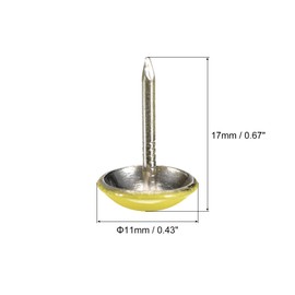 QUARKZMAN 40 Pieces Upholstery Nails 11mm x 17mm Round Head Decorative Furniture Tacks Thumbtacks for Furniture Sofa Headboards Yellow