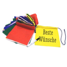 YAKEBA Traditional Wish Flags - 10.00 Metres | 30 Flags (Each 32 x 38 cm) | 100% Cotton | Fabric Bunting Outdoor | Flag Garden