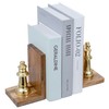 MyGift Decorative Chess Bookends Heavy Duty Mango Wood and Brass