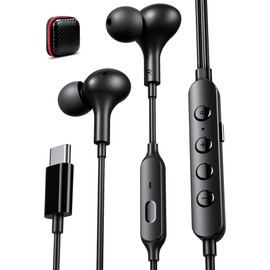 USB C Headphones Wired Earbuds with Microphone HiFi Stereo Deep Bass Noise Cancelling Multiple Music Sound Effects In Ear Earphones for Live Singing Recording, KTV Karaoke, Live Video Streaming Black