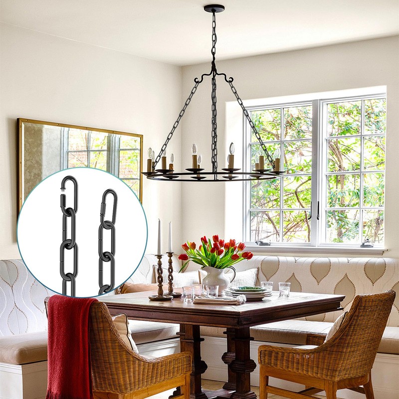 garini 20 Feet Industrial Black Light Fixture Chain, Adjustable Extension