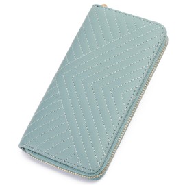 GAEKEAO Wallet for Women Embroidered Wallets Clutch RFID Blocking Leather Large Capacity Credit Card Holder Ladies Purses with Zipper Coins Pocket