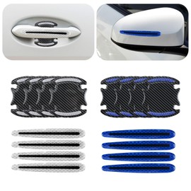 HOMMDECO Car Door Handle Reflective 16PCS, Fluorescent Resin Gel Anti-Collision Anti-Scratch Anti-Collision Products General Motor Protective Film (White and Blue)
