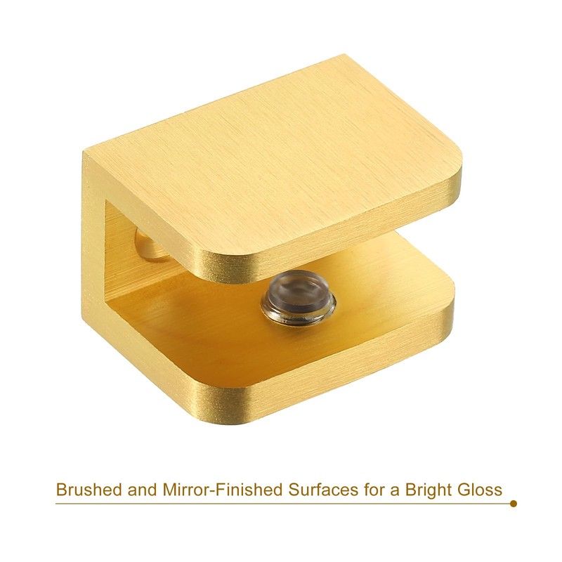 sourcing map Glass Shelf Clamp, 2Pcs Brass Glass Clamp for