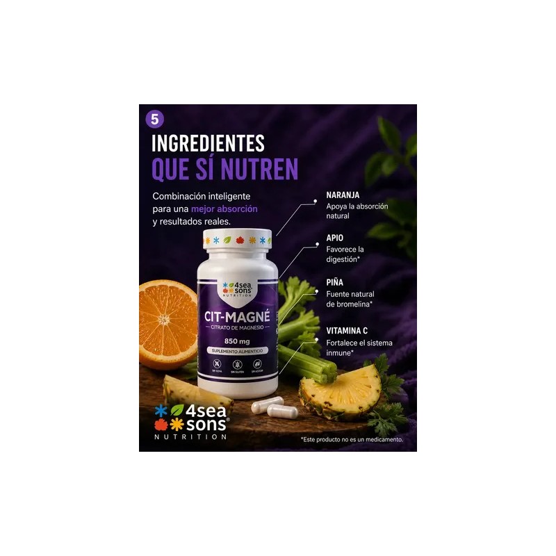 Seasons Nutrition Cit Magné Citrato Magnesio 850 Suplemento Alimenticio Fórmula
