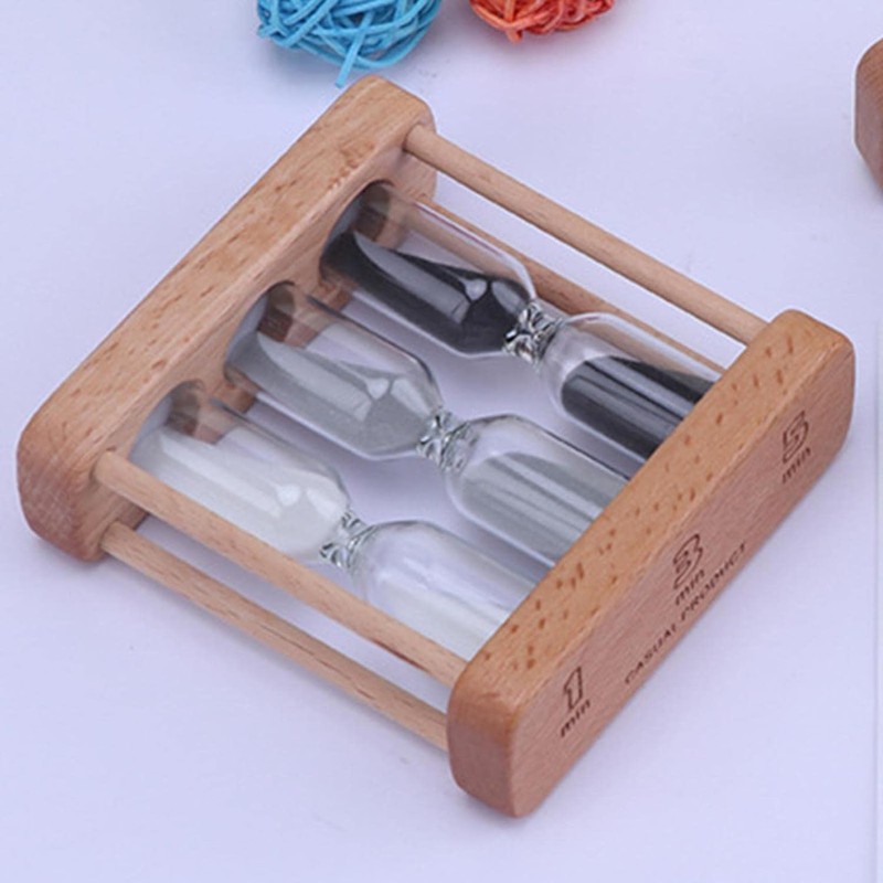 Light Brown Creative Wooden Sand Glass Hourglass Timer Clock Home