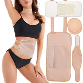 5 Pcs Castor Neck Waist Oil Pack Set with Chest Pad Reusable Castor Oil Wrap Mess-Free Castoroil Pack Wrap with Adjustable Straps Comfortable Castoroil Pack for Insomnia Constipation Muscle Pain (5PS)