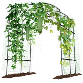 UrGROWA Extra Tall Garden Arch Trellis for Climbing Plants Outdoor, 87" H Metal Arbor Plant Support Trellis Archway for Climbing Vine Vegetable/Fruit/Flower Yard Lawn Garden