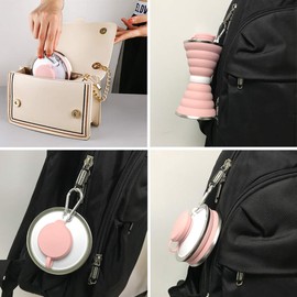 Botella de agua plegable, taza de camping con mosquetón, silicona reutilizable, plegable, a prueba de fugas, portátil, para viajes, gimnasio, senderismo, sin BPA, tazas de ciclismo con mosquetón