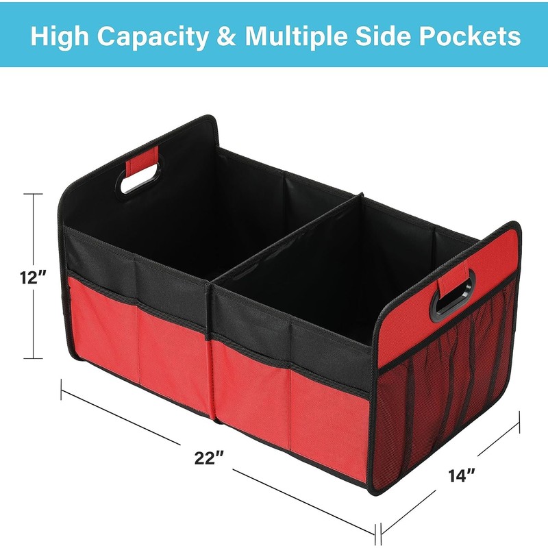 Simple Deluxe Trunk Organizer for Car/SUV/Truck, Collapsible 2 Compartment 50L