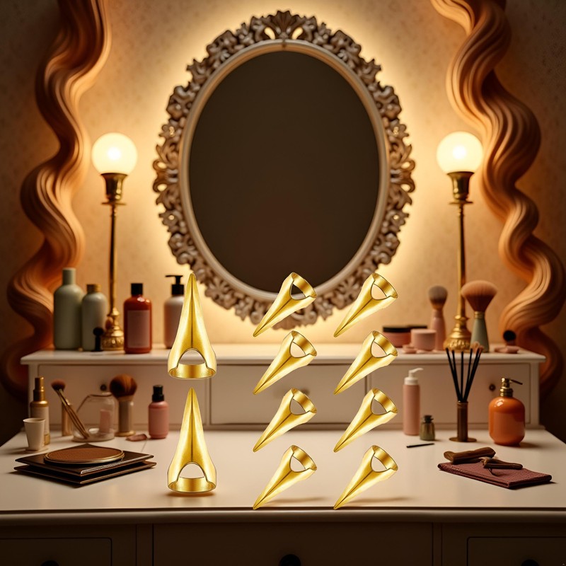10Pcs Gold Retro Punk Hair Styling Tools - Gothic Metal