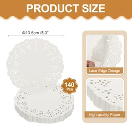 sourcing map 140pcs Paper Doilies, 5.3 inch Round Lace Doilies Disposable Paper Placemats for Wedding Christmas Tableware Decoration White