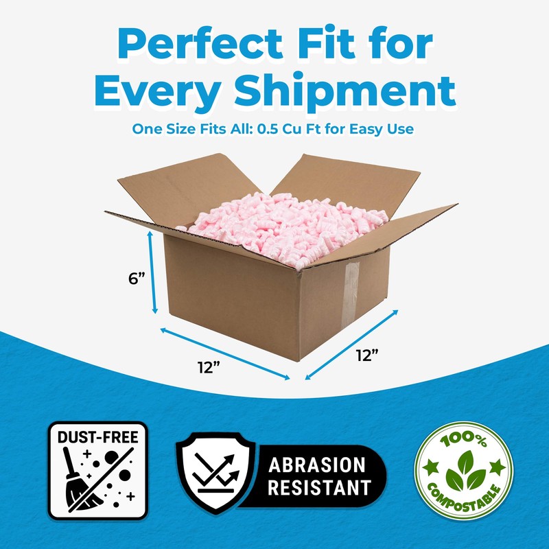 Magicwater Supply - .5 Cu Ft - Pink Packing Peanuts