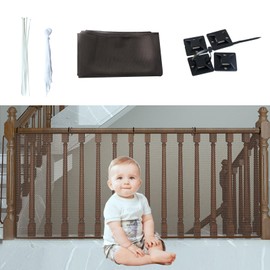 Children's Safety Net, 300 x 90 cm, Children's Stair Safety Net, Baby Balcony Railing, 3 Metres, Staircase Safety Net, Household Fall Protection Net, for Protection of Children Pets, Coffee Colour