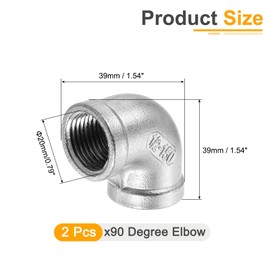 QUARKZMAN 1 Piece 1/2 Inch PT Female 90 Degree Angle Stainless Steel Water Pipe Fittings Air Hose PVC Pipe Cast