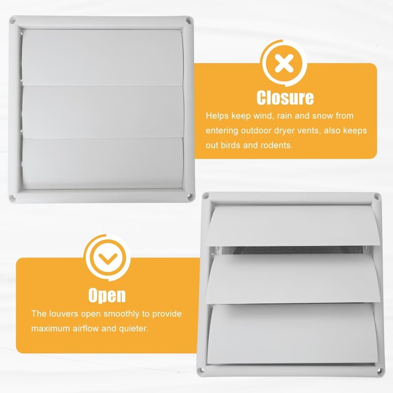 lingsee 6" Dryer Vent Cover for Exterior Wall Vent Hood