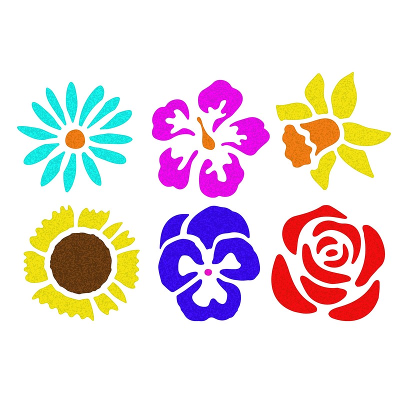 Washable Plastic Stencils | Flowers Themed | Pack of 6