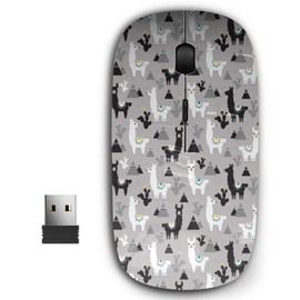 KAWAMOUSE 2.4G Ergonomic Portable USB Wireless Mouse for PC, Laptop, Computer, Notebook with Nano Receiver (Llama Cactus Mountains)