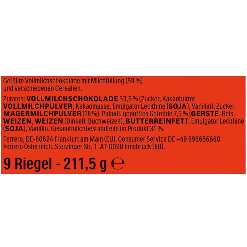 Kinder Country Bar 9 Bars 212g