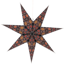 GURU SHOP Foldable Advent Luminous Paper Star, Christmas Star 60 cm - Nina Black / Colourful, Paper Stars 60 cm