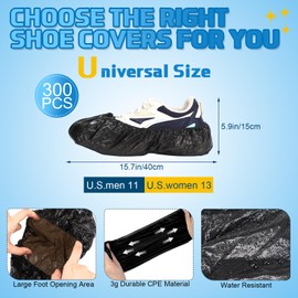 Unittype 300 Pcs Black Disposable Waterproof Shoe Cover with 1 Pcs Beige Indoor Foldable Storage Box Welcome Please Remove or Cover Shoes Sign for House, Fit up to Size 11 Us Men and 13 Us Women