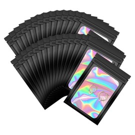 120 Stück 7 * 5.5CM Mylar Beutel Set,Schwarz Mylar Folienbeutel,Schwarz Zip Beutel Geschenk,Mylar Bags,Baggys Weed,Baggys,MylaDruckverschlussbeutel mit Fenster,für die Lagerung von Süßigkeiten/Proben