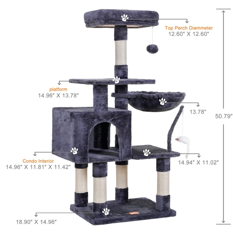 Heybly Cat Tree with Toy, Cat Tower condo for Indoor