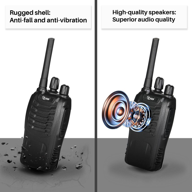 TIDRADIO TD-V2 Walkie Talkies for Adults Long Range, Frequency Copy,