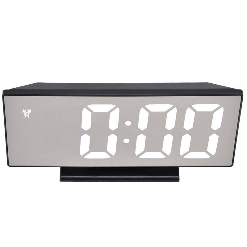 Digital Alarm Clock LED Mirror Screen USB Charging Automatic Dimming