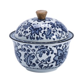 JHNIF Blue and White Porcelain Ashtray with Lid, 5-Inch Ash Holder for Living Room