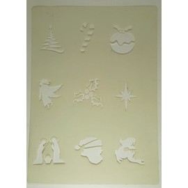 Christmas face paint stencils sheet set candy cane reindeer angel tree santa