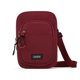 HanTrip Durable Crossbody Bag for Men and Women, Adjustable Shoulder Sling Bag with Multiple Zipper Pockets, Convertible Unisex Daypack (Burgundy)