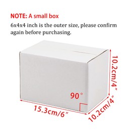 SUNLPH 50 Pack 6x4x4 Inches Shipping Boxes, Small Corrugated Cardboard Boxes for Mailing and Packing, White