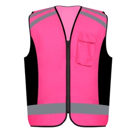Safety Vest Reflective stripes Women outdoor utility Safety Hi-vis knitted Vest Bright Construction Vest for girl and women.PINK Meets ANSI/ISEA Standards (5XL)