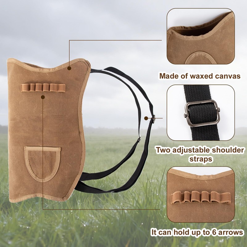 Archery Arrow Quiver with Slots, Adjustable Shoulder Strap, Only Quiver