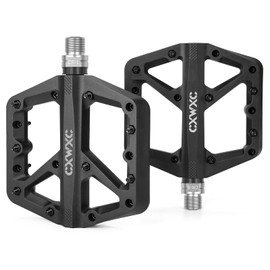 CXWXC Bicycle Pedals, Non-Slip Bicycle Pedals Made of Nylon Fibre, MTB Pedals with 3 Sealed 9/16 Inches, Flat Pedals with Sealed Bearing for Road Bike, Mountain Bike, Black