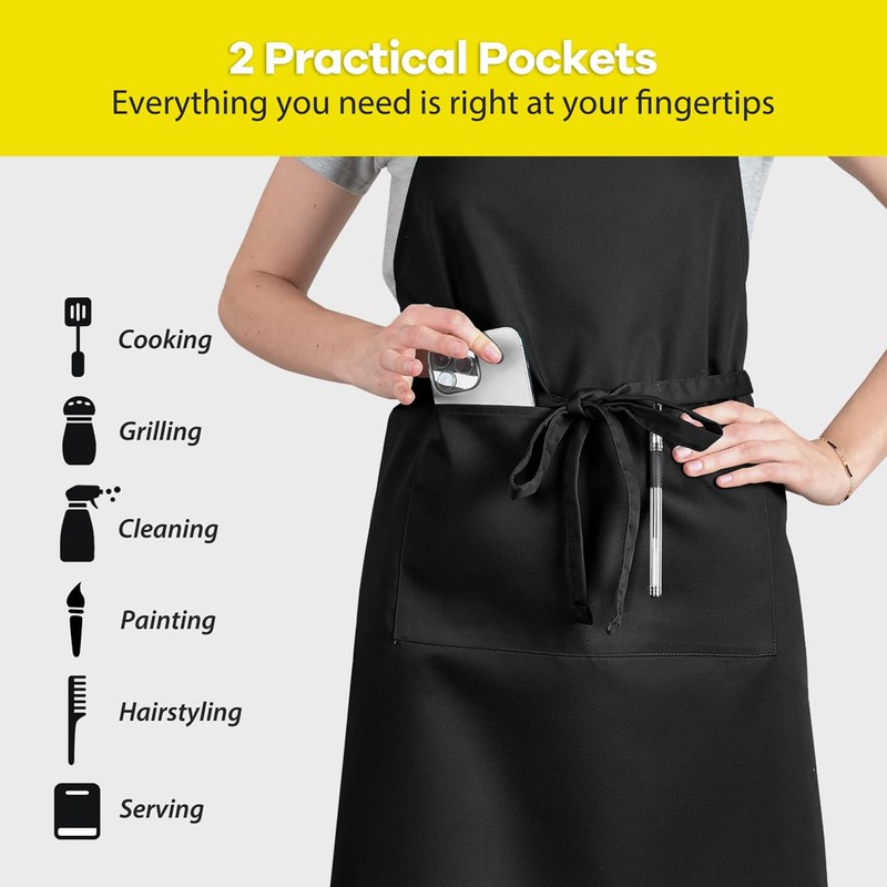 ROTANET Extra Large Aprons for Men Adjustable Bib Aprons with