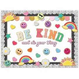 Mooliwe 93 Pcs Composition Notebook Classroom Decor Be Kind Classroom Bulletin Board Kit Pastel Back to School Border Rainbow Paper Cutouts Decoration Set for Middle School Party First Day of Class