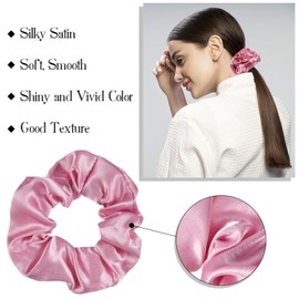 Hoteam 200 Pieces Satin Hair Scrunchies Bulk for Ponytail Holder Solid Color Satin Hair Tie Hair Elastics Bands for Women Teens Birthday Gift(Fresh Color)