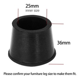 Zinkebol 10 PCS Black Round Rubber Chair Leg Caps Tips, Vinyl Rubber End Kits, Soft Touch Table Feet Cover, Anti Slip Floor Protector, 1 inch (25mm)