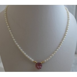 Süßwasserreisperlen und Turmaline vergoldete 925 Silber Halskette 46.5cm