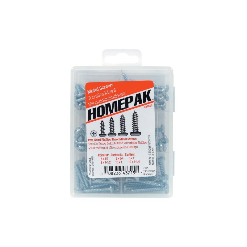 Hillman HOMEPAK 41815 Pan Head Phillips Sheet Metal Screws