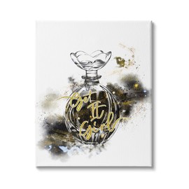 Stupell Industries Get It Girl Phrase Black Gold Sparkle Glam Cosmetic, Designed by Ziwei Li Canvas Wall Art, 36 x 48, White