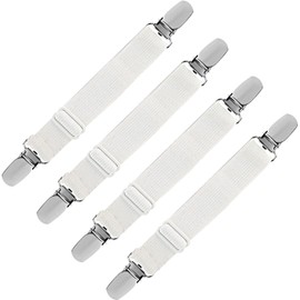 LIHAO 4 Pinzas Elásticas Ajustables para Funda de Tablas de Planchar y Sábanas de Camas (Blanca)