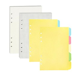 A5 Refillable Note Paper Set 6 Holes, 120 Sheets A5 Refill Paper, 10 Pieces Coloured Dividers, Folder Filling Paper for Ring Binder, Agendes, Diaries