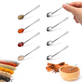 Solldgt 8Pcs Tiny Stainless Steel Spoons for Spices Jars, 2.9 Inch Mini Condiment Spoons, Silverware for Spice, Salt, Seasoning, Honey, Sugar