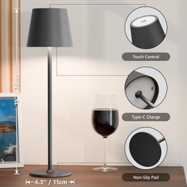 uuffoo 3 Pack Cordless Table Lamp Rechargeable 5000mAH Battery Operated Lights Touch Control LED Portable Desk Lamps 3 Color Dimming for Outdoor Coffee Bedroom Kitchen (Black)