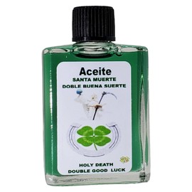 Holy Death & Double Good Luck Oil (Santa Muerte X Doble Buena Suerte Aceite)- Spiritual Strength & Fortune - Clear Paths & Attract Abundance with Santisima Murete-0.5 FL OZ (1 Pack)