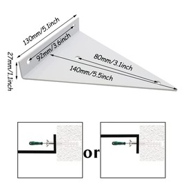Pack of 2 Floating Shelf Brackets, Shelf Brackets Triangle White, Triangle Wall Brackets, Wall Mount Shelf, with Screws, for Living Room, Kitchen, Stable Load Capacity, 13 x 14 cm (White)